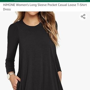 Himone long sleeve casual pocket t-shirt dress
